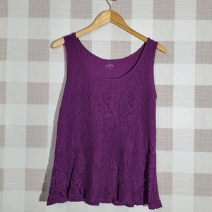 Purple Lace Overlay Peplum Top